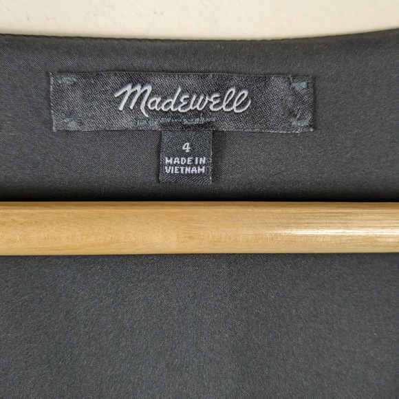 Madewell Womens Dress 4 Confetti Toss Black Short Flutter Sleeve Button Up Midi - Picture 10 of 12